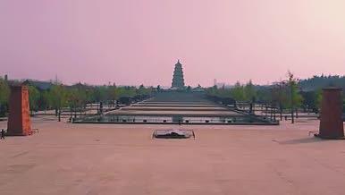亚洲最大喷泉广场大慈恩寺大雁塔4K航拍视频的预览图
